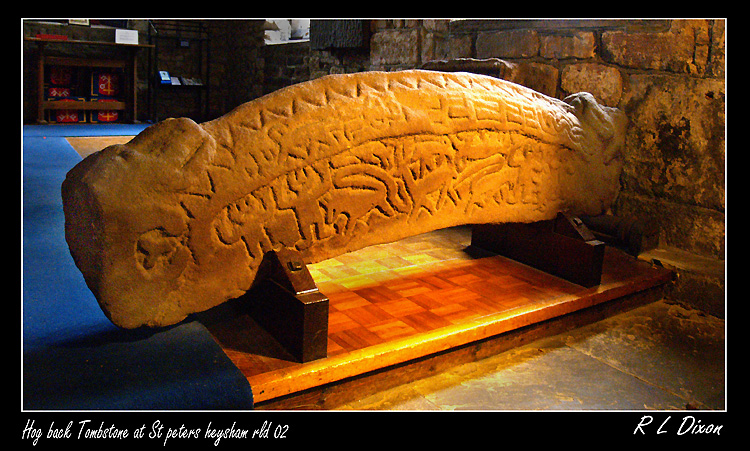 The Hog Back tombstone inside St Peters. 
taken 31/10/2006

They wouldn't let me inside the church when i was there 24/4/2011, so i unearthed these I took in 2006.