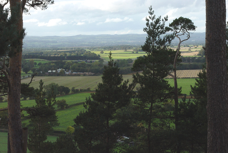The stunning view from the summit of the fort looking west, out over the Shropshire Plain to Oswestry and Wales.
