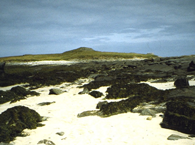 View over to tidal island on which the cairn is located.