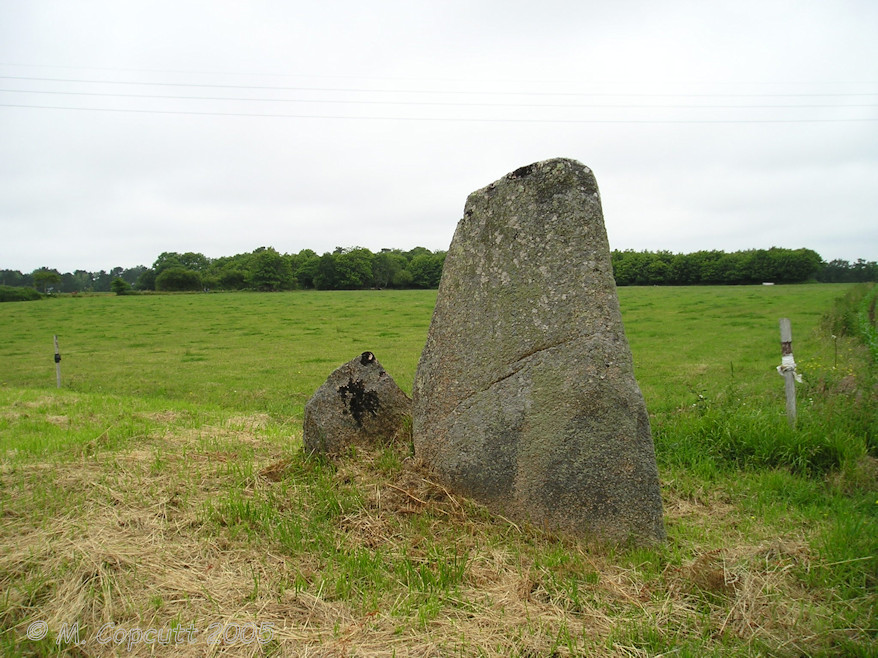 This is a 2 metre tall menhir right beside the road between Moelan and Clohars. There is another stone beside it - perhaps a broken top ? 