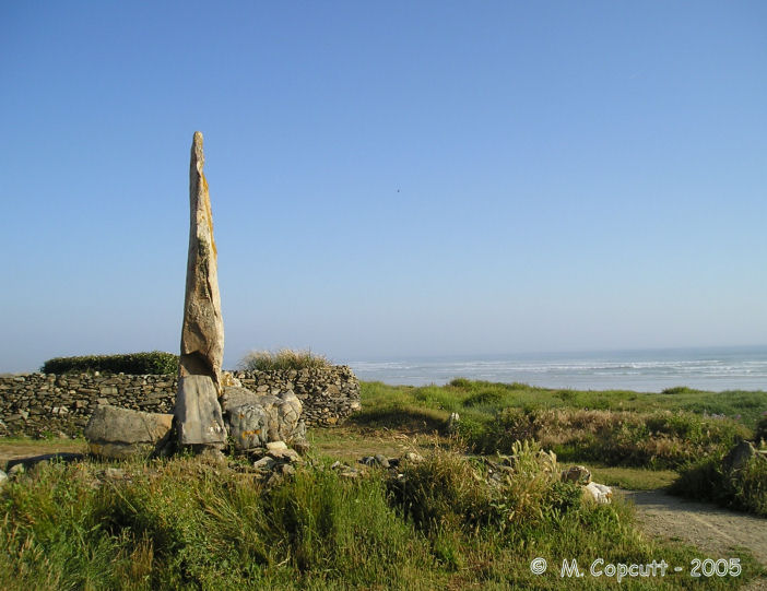 This large menhir was erected here and inscribed in 1840 to commemorate the shipwreck of the 