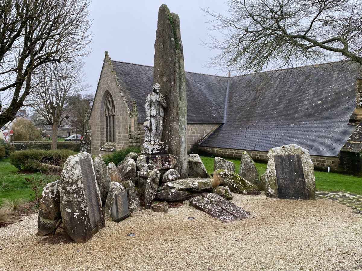 I'm not sure if the menhir was relocated to here from another position, or whether the memorial diorama was built up around it, I'd been tempted to guess the former, but I'm sure there was a clue we found at the site that suggested the latter. Whichever, it's definitely one of the more unusual situations we've found a menhir in!