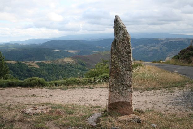 Menhir on the col du Sapet, overlooking the Tarnon valley. Nearby is another menhir.