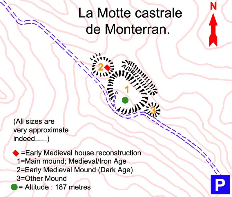 Site in Midi: Gers (32) France: La Motte castrale de Monterran, rush job, drawn with tablet on PC, and that is not easy......