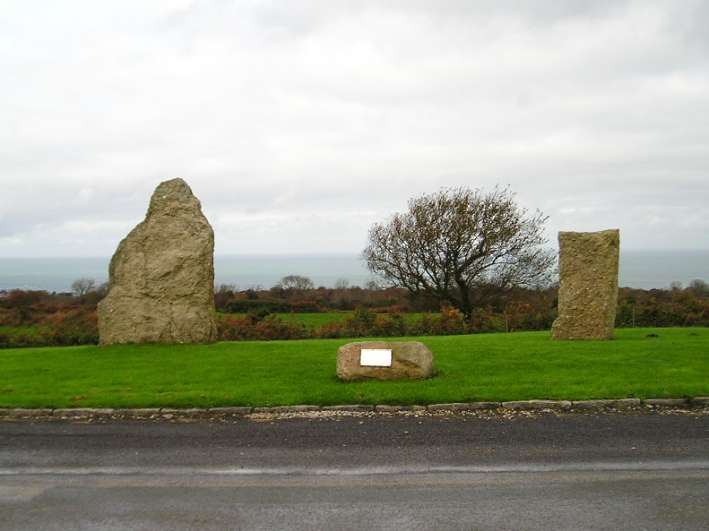 La Grande Pierre et La Petite Pierre, Maupertus, Manche.

Recently re-erected in a little grassy area after being flattened to build Cherbourg airfield during the second world war.