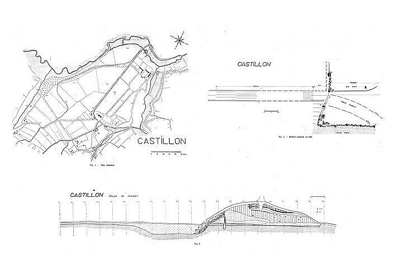 Plan and section of the Castillon site, following the 1960 excavations. 