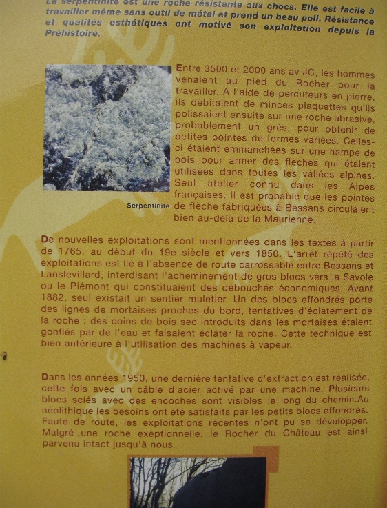 French language site sign describing Neolithic quarrying for serpentine