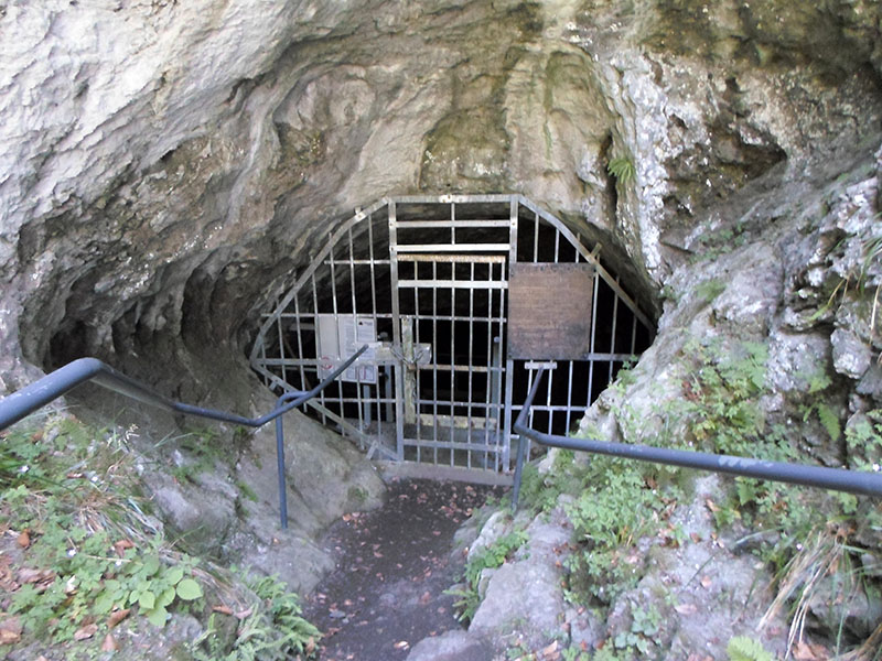 The Veledahöhle is a cave in Bestwig (North Rhine-Westphalia, Germany).

Several finds date from the Pre-Roman Iron Age. This may indicate that the cave was a sacral place or a cemetery. 

View at the the Western entrance of the cave.

The photo was taken in July 2018.
© Platta 2018