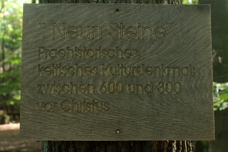 The Neun Steine stone circle info board.