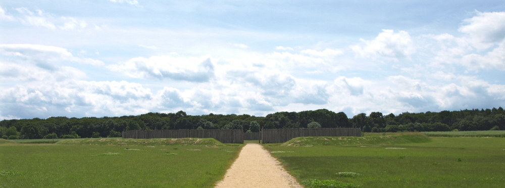 Goseck Earthwork and Timber Circle in  Saxony-Anhalt, Germany.  This Reconstruction of the concentric timber palisades was made on site in 2005.
Photo by bat400, Jun2009.
