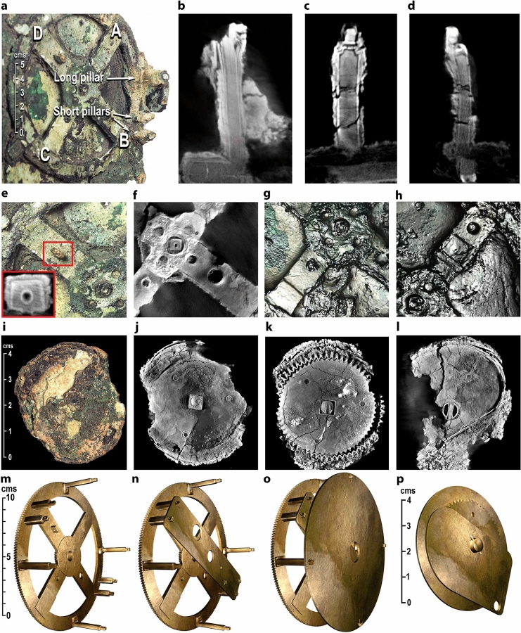 The Antikythera Mechanism, an ancient Greek astronomical calculator, has challenged researchers since its discovery in 1901. Now split into 82 fragments, only a third of the original survives, including 30 corroded bronze gearwheels. Microfocus X-ray Computed Tomography (X-ray CT) in 2005 decoded the structure of the rear of the machine but the front remained largely unresolved. X-ray CT also reve
