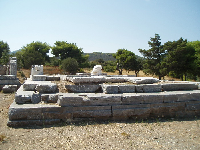 Classic 5th Century marble temple of Nemesis, next to Temple of Themis. Destroyed with the coming of Christianity. Compound retaining wall.