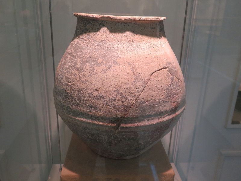 Pottery jar from 1st millennium BC from Al Qusais.  Photographed in October 2017