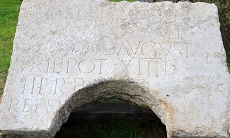 A 2,000 year old stone fragment bearing an official Latin inscription dedicated 

Photo Credit: Yoli Schwartz, courtesy IAA