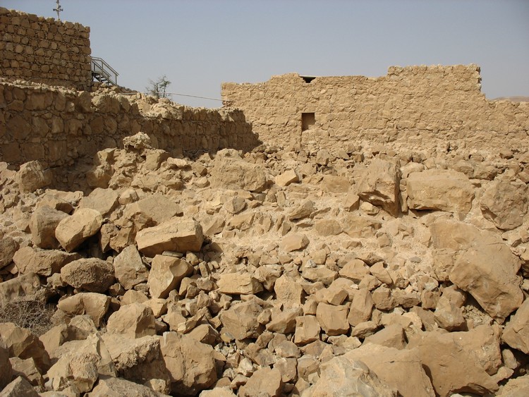 Ruined storerooms above Herod's palace (photo taken on April 2011).
