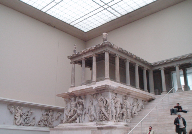 Pergamon Altar as displayed in the Berlin Pergamon Museum.
