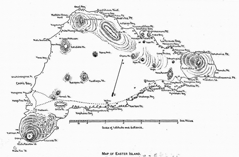 Old map of the island's archaeology, from 