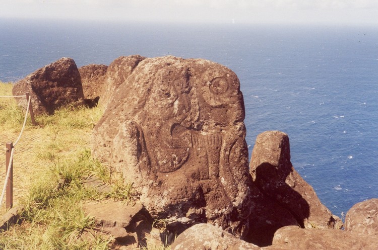Petroglyphs in Orongo - one of the finest examples of rock art on Rapa Nui (photo taken in 2005).

