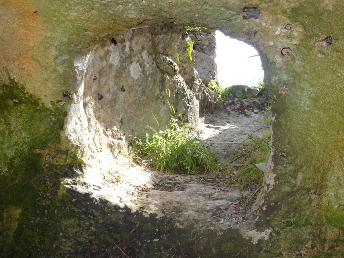 Son Mercer de Dalt - entrance to the Bronze Age hypogeum seen from the inside (photo taken on April 2015).