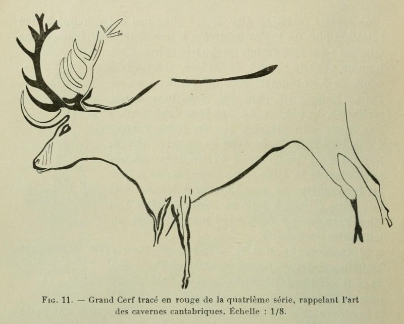 Large Deer painted in red, from Breuil's account in 
