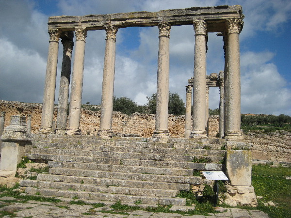 Dougga Caelestis Temple.
Probably Juno Caelestis, who is associated with the Punic Goddess Tanit.