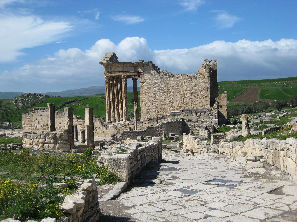 Capitol building at this 
Numidian-Roman City. The temple was dedicated to Jupiter, Juno and Minerva.