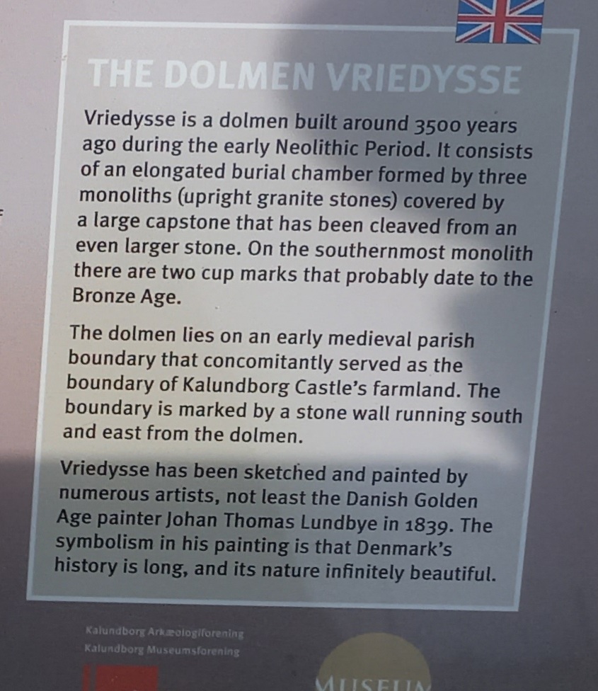 Information in English on the information board next to the dolmen. 

Photo by Bøddel  29/06-2021