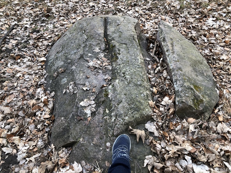 The large stone with my foot for comparison for size. 