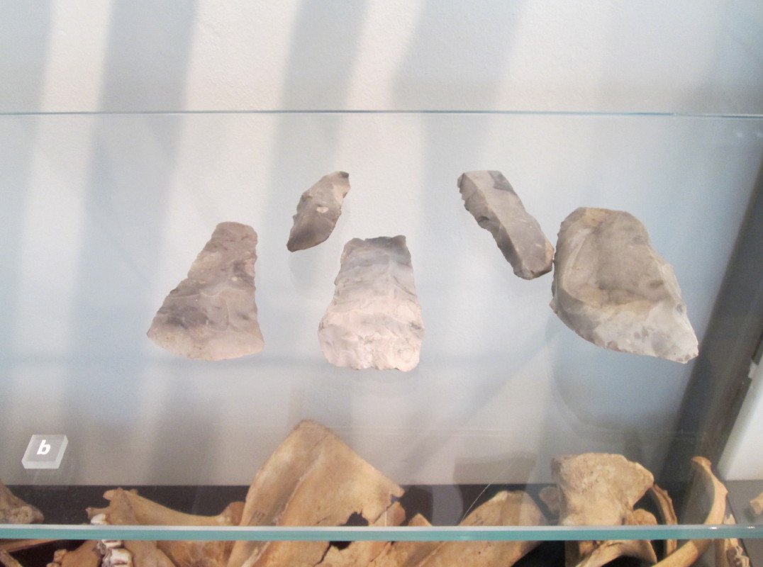 Flint axes from the elk hunting site at Skottemarke, Lolland.  Early Maglemose Culture dated to 8,700 BC.  September 2013.
