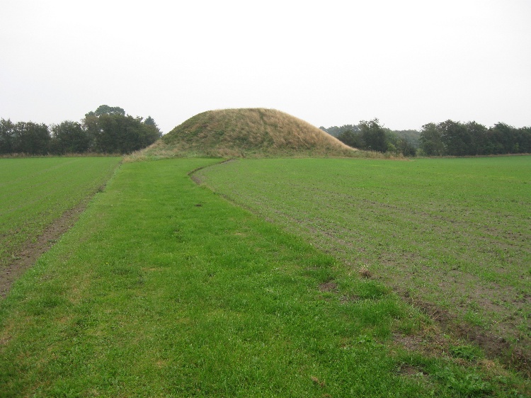 The large mound seen from across the field 
