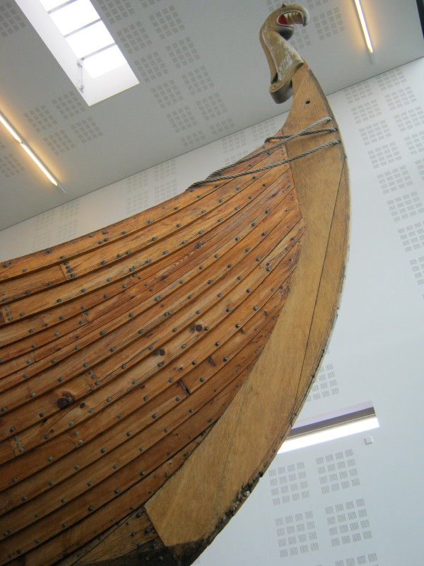 The prow of the Viking Ship Íslendingur (the Icelander), a replica of the Gokstad ship housed in Oslo's Bygdøy Viking Ship Museum.  September 2013.