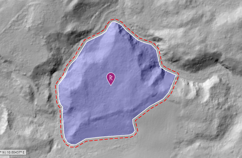 LIDAR Image of the hillfort. We can clearly see how the river valley forms a natural barrier on three sides of the fort and the wall and ditch to the south.