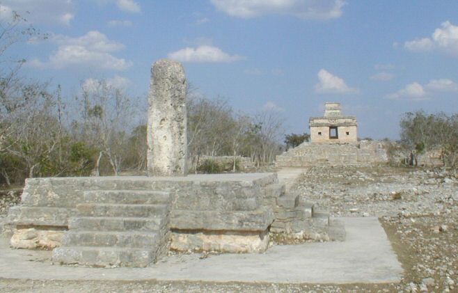 View along the sacbe towards the Temple of the Seven Dolls.