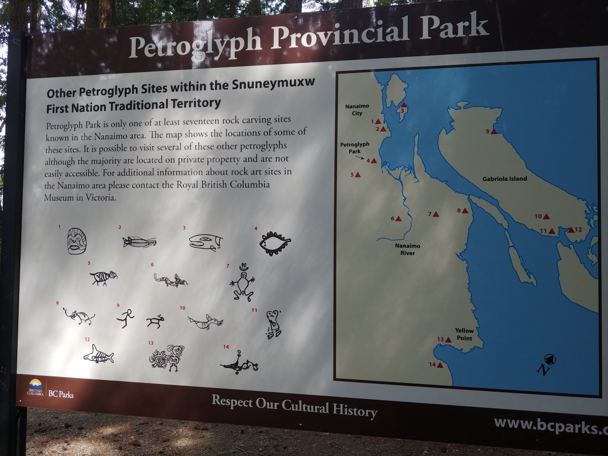 Site in  Canada

Pictoglyph Information Post at the Petroglyph Provincial Park in Nanaimo.

