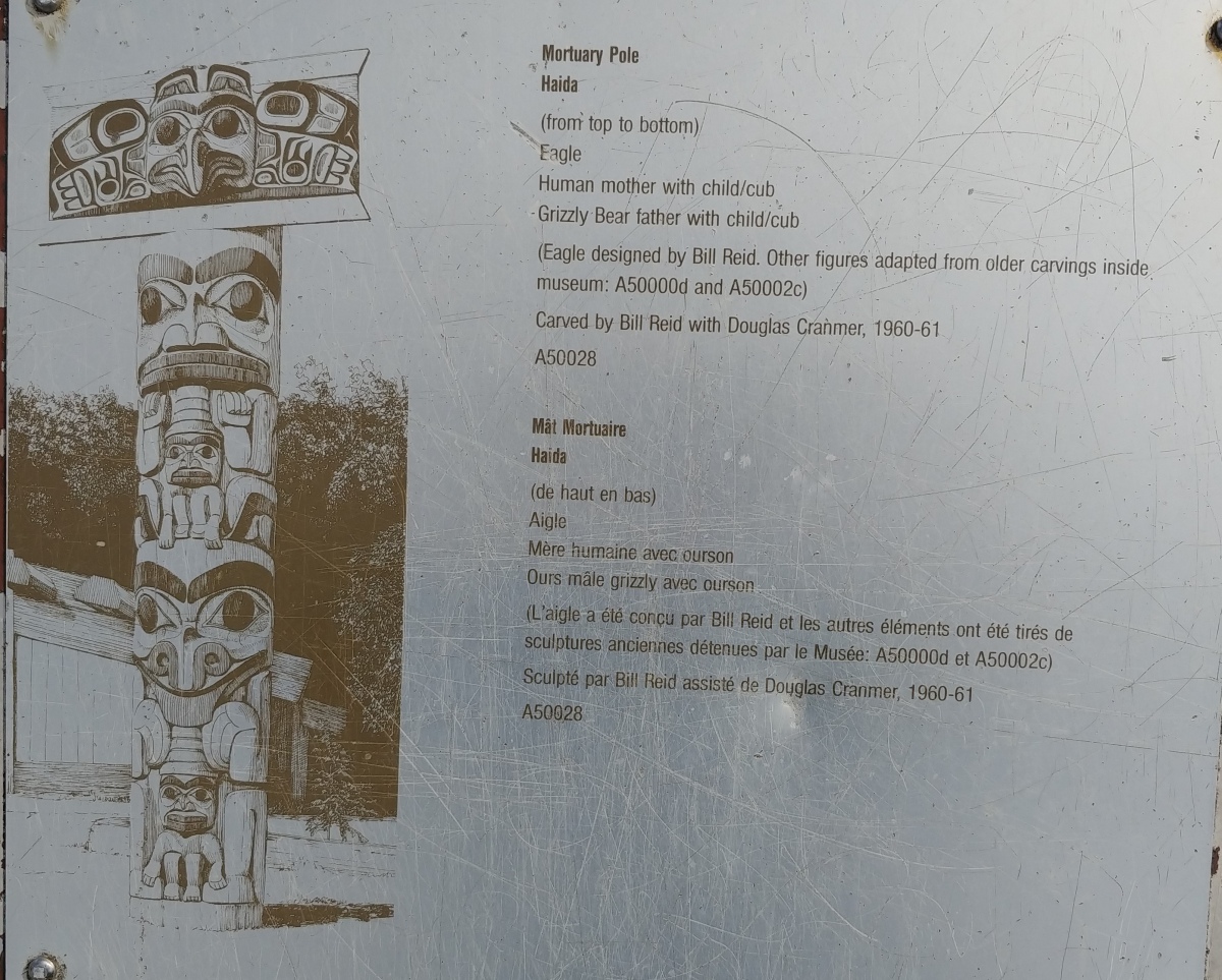 This is the Informational Display that tells of the History of the Haida Mortuary Pole.
