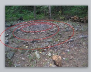 One of the Spout Run circles. Photo was provided by Dr. Jack Hranicky and published in the Clarke Daily News, http://www.clarkedailynews.com/archaeologist-claims-12000-year-old-solstice-site-in-clarke-county/25889.