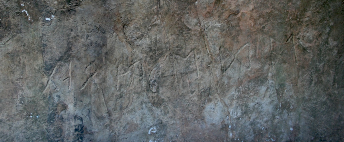 Closeup photo of runes on the Heavener Runestone in Poteau, Oklahoma.  Photo courtesy Dr Greg Little, author of the Illustrated Encyclopedia of Native American Indian Mounds & Earthworks (2016). 
