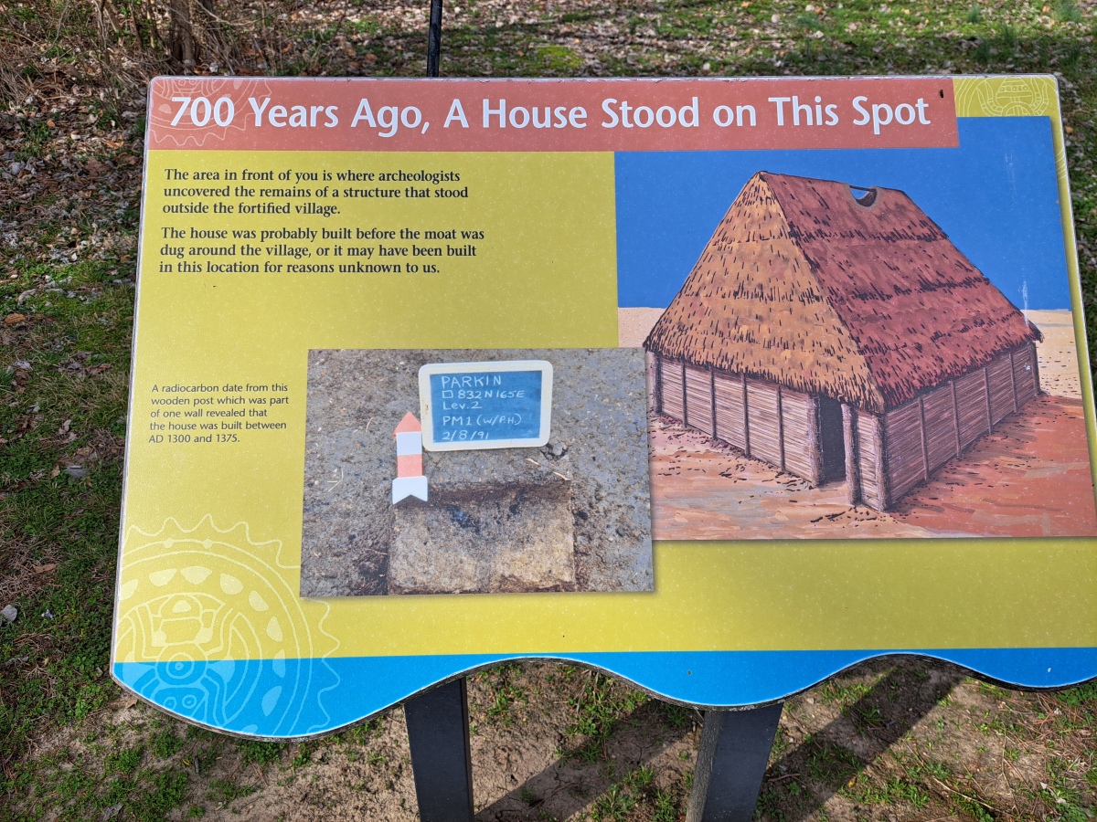 Sign about the excavated habitation site.