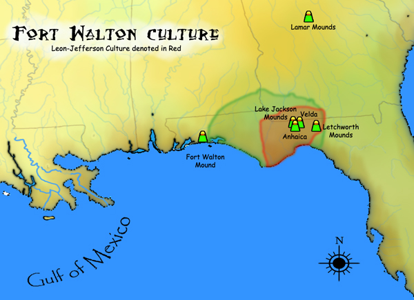 Map of Fort Walton culture.  Wiki: (Herb Roe).