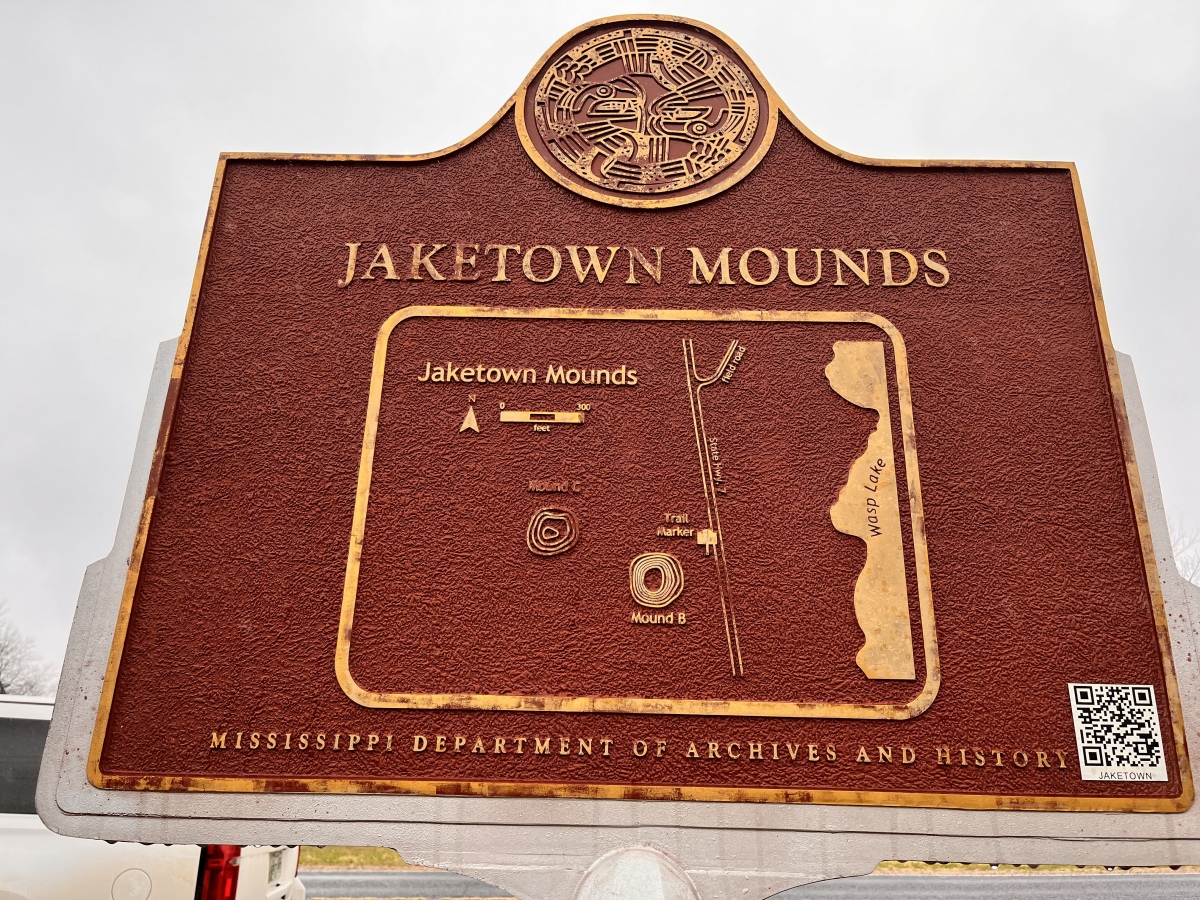 The Jaketown Mounds in Mississippi are a Poverty Point Culture site dated to 1500 BC. The site was expanded and inhabited until AD 1600.  Photo courtesy Dr Greg Little, author of the Illustrated Encyclopedia of Native American Indian Mounds & Earthworks (2016). 
