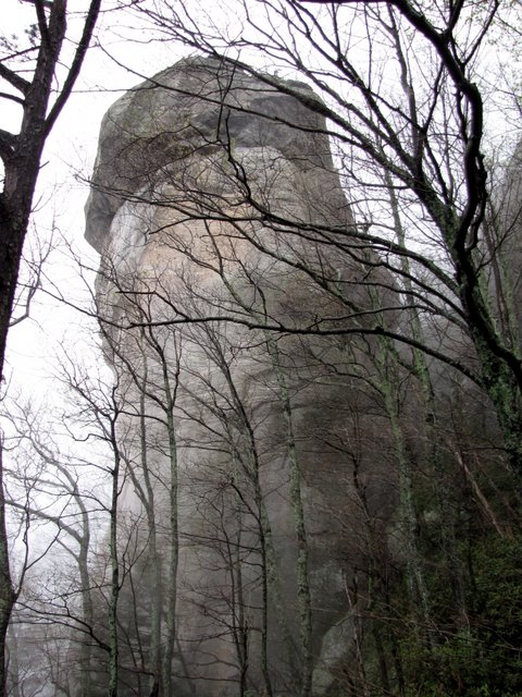 Chimney Rock viewed from the woodland route.