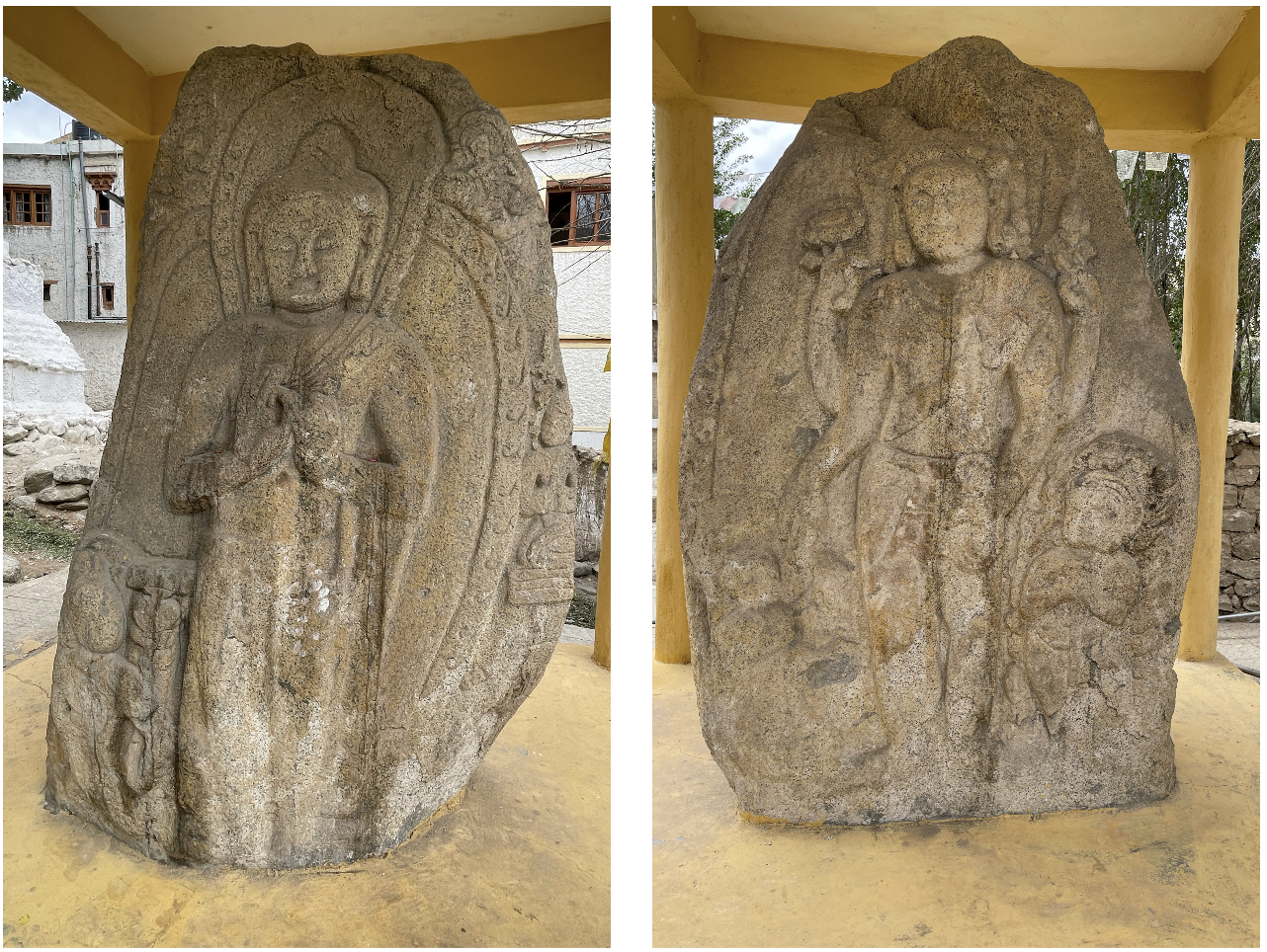 Maitreya Buddha and Avalokiteshvara rock carving