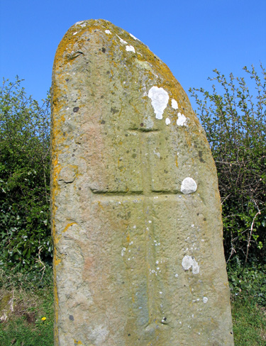 Close-Up of Top Third of Southeast Face of the Kilnasaggart Pillar Stone, County Armagh, Northern Ireland.