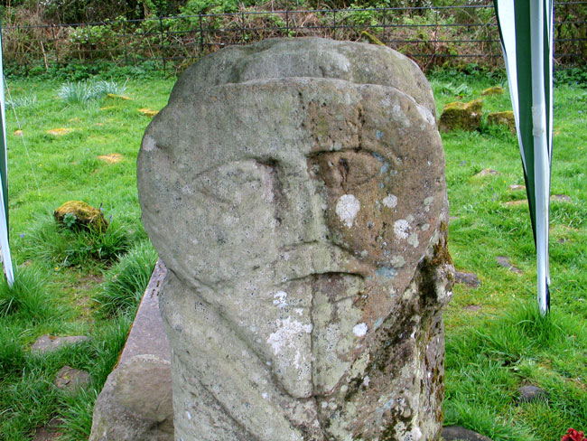 Close-Up of One Side of Boa Island Figure, County Fermanagh, Northern Ireland.