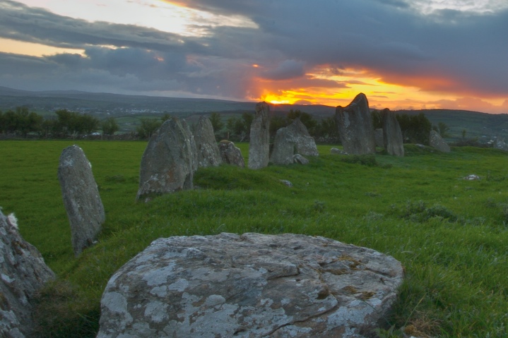 Fine stone circle this. One of very few in Donegal. Easily accessible about 200m from car parking. Excellent views in all directions except north which is obscured by fir trees.