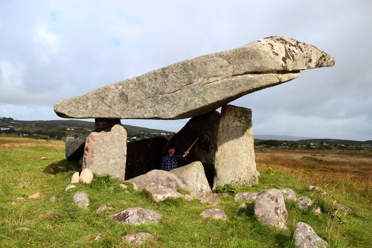 The Kilcloony Moore II dolmen, with an evil knight in the chamber.