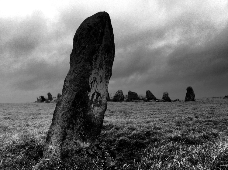 Beltany stone circle and the marker stone.
