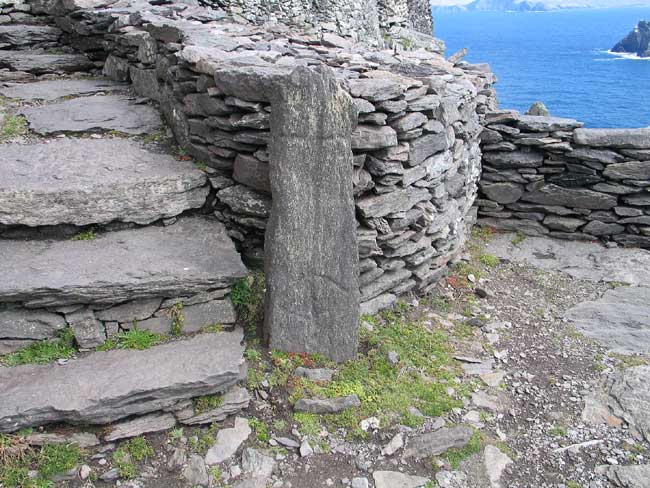 Early Christian Cross Slab, Monastic Complex, Skellig Michael, Ireland.