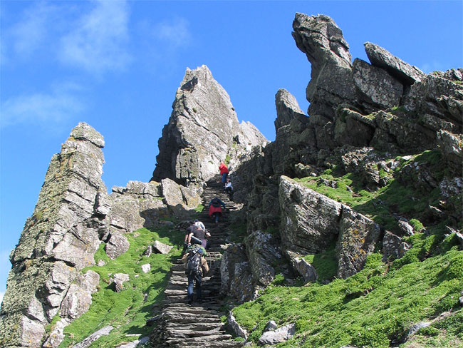 Last set of 600+ steps to the Monastic Plateau, Skellig Michael, Ireland.
