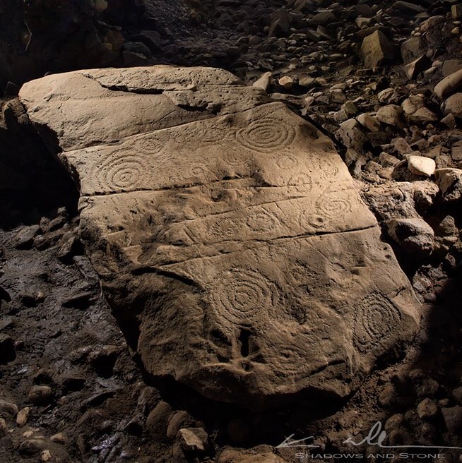 The capstone is particularly impressive, covered in spectacular carved megalithic art. 
Photo: Ken Williams, Shadows and Stone Photography.